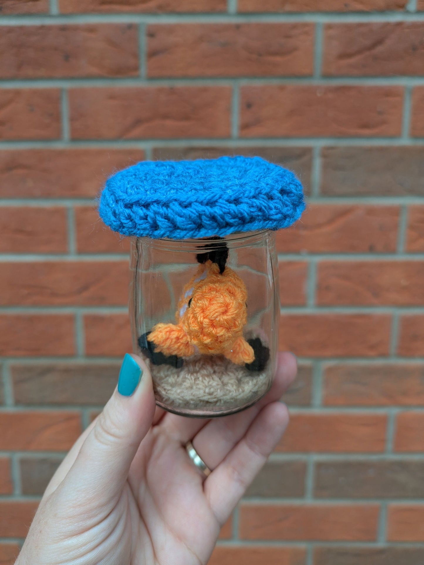 Mini Fish Tank, Crochet Fish, Fun Birthday Gift, Goldfish Bowl, Personalised Fishing gift, No Fuss Pet, Ornament, Figurine, Fish Memorial