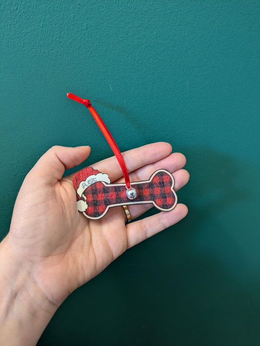 Personalized Dog Ornament, Tartan Christmas Tree Decoration, Cat Paw, Dog Bone, Wooden Pet Memorial Gift, Dog Lover, Secret Santa, Cracker
