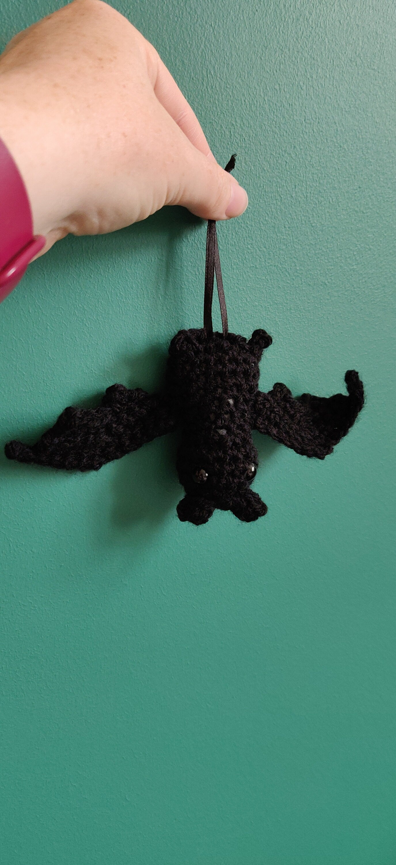 Hanging Bat Decoration, Halloween Bat, Crochet Black Bat, Halloween Tree, Scary Decor, Unique Halloween Decoration, Hanging Bat Ornament