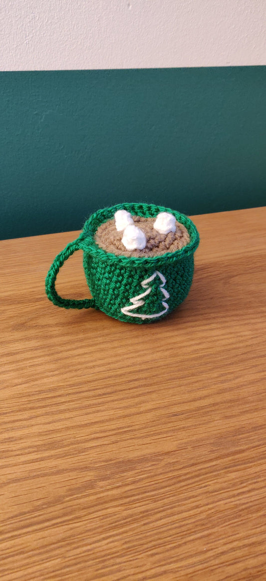 Crochet Christmas Mug Ornament, Hot Cocoa Decoration