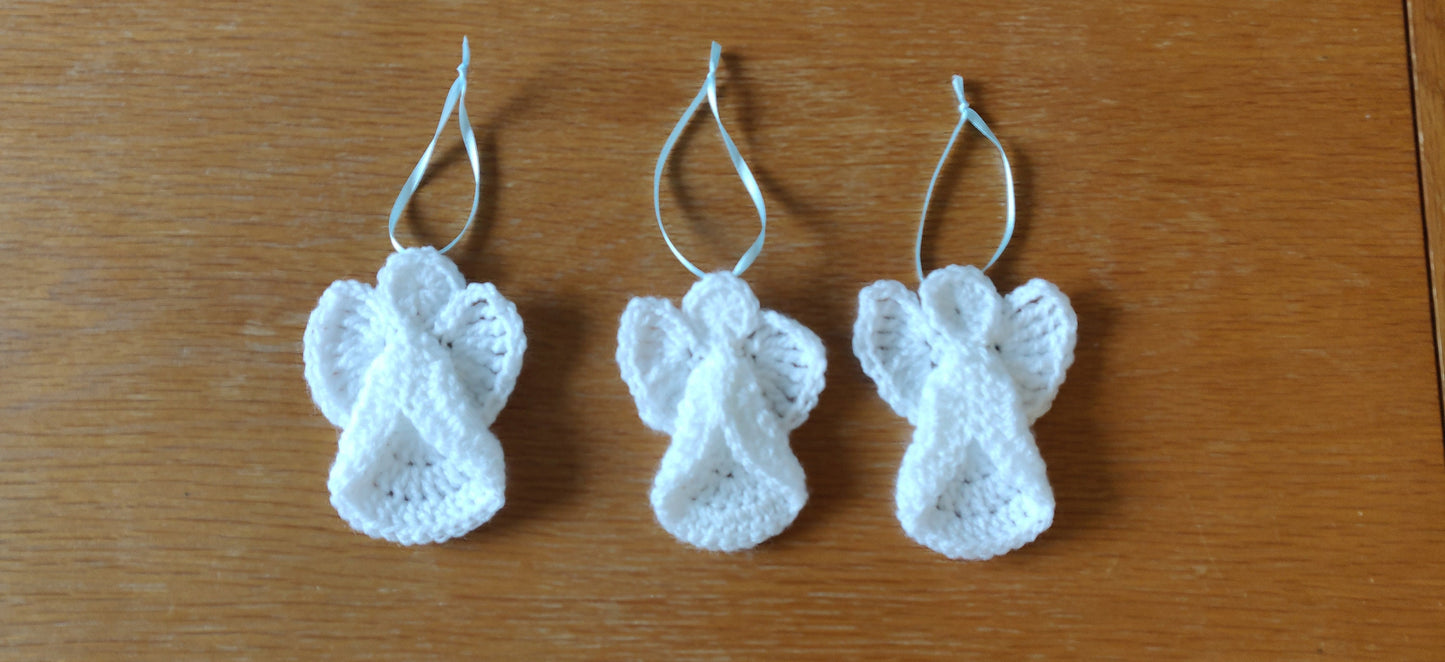 Crocheted Angel Christmas Ornaments, Set of Three, Memorial Decoration
