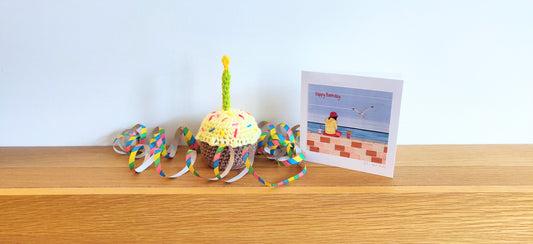 Birthday Cake Slice Gift, Happy Birthday Candle Decor, Cake Prop, Crochet Play Food, Cupcake, Fun First Birthday Keepsake, Victoria sponge