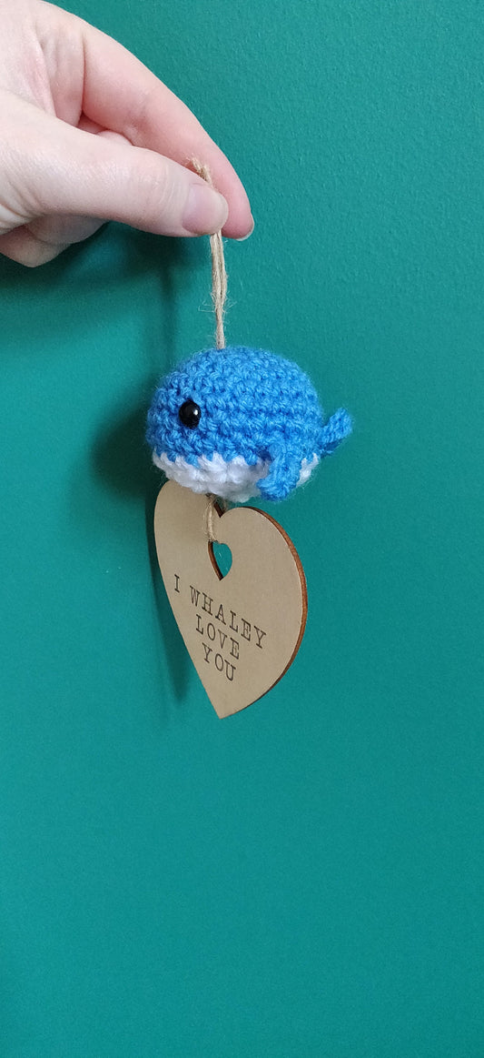 I Whaley Love You Sign, Whale Hanging Decoration, Valentine's Day Gift, I Really Love You, Crochet Blue Whale, Gift for Girlfriend, Wife