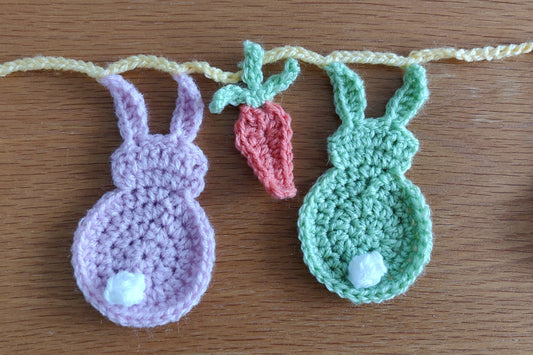 Easter Bunny Garland With Carrots, Crochet Bunny Bunting, Easter Decorations, Easter Gift, Easter Bunting, Easter Garland, Wall Decor
