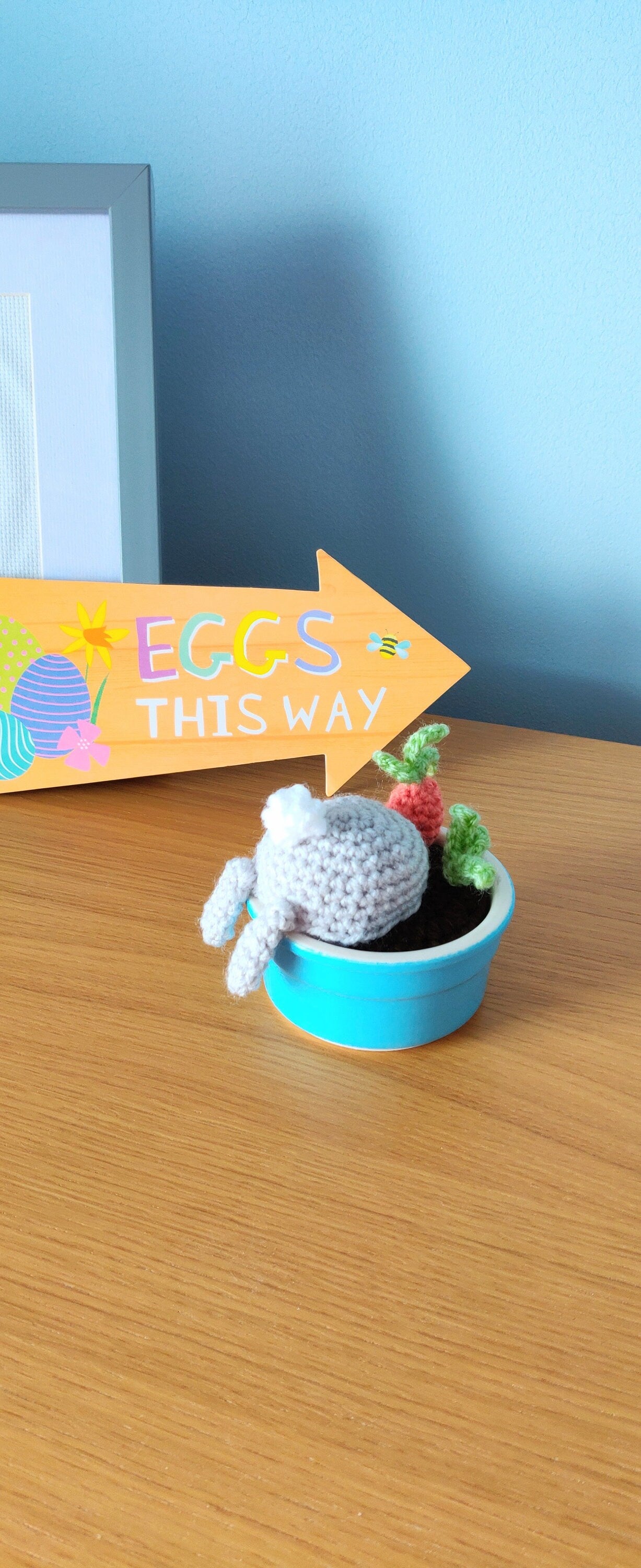 Bunny Bottom in Plant Pot, Spring Decorations, Crochet Bunny, Crochet Rabbit Stuck in Pot, Easter Gift, Spring Plant, Fake Plant in Pot