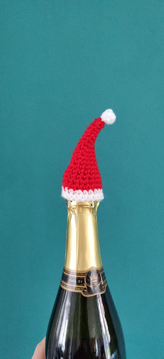 Santa Hat Bottle Topper, Christmas Hat Gift, Christmas Hat Bottle Stopper, Crochet Santa Hat, Christmas Gifts for Adults, Bottle Topper