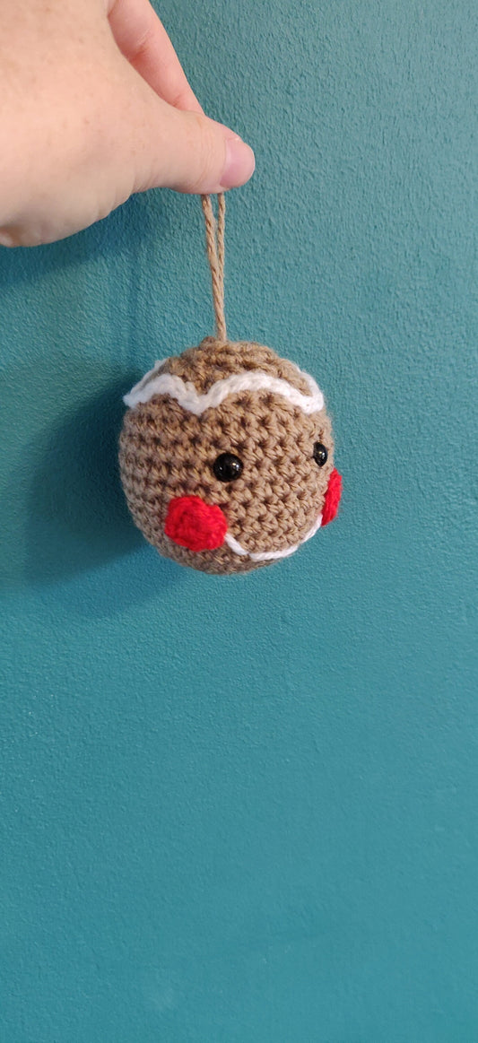 Crochet Gingerbread Man Christmas Bauble: Festive Tree Decoration