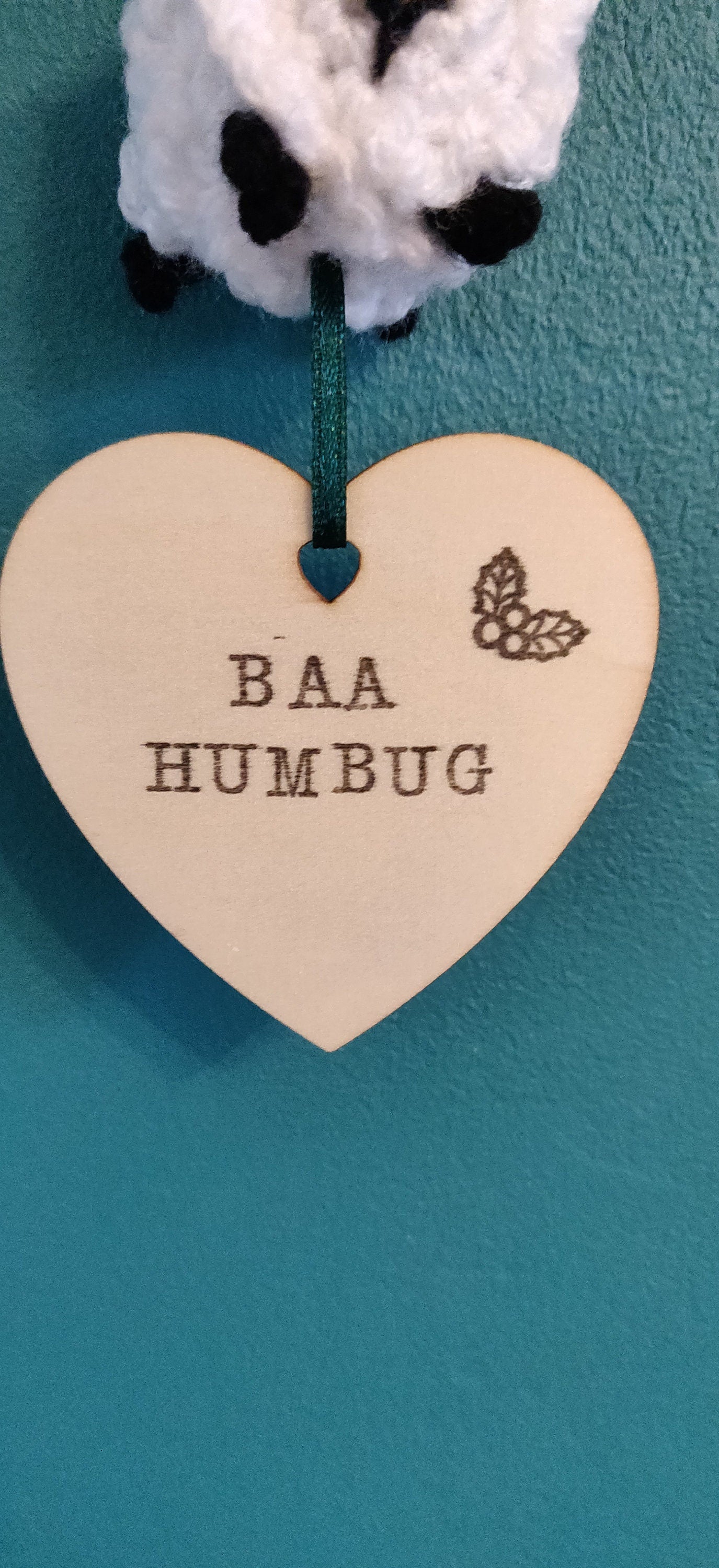 Crochet Sheep Baa Humbug Ornament: Funny Scrooge Gift