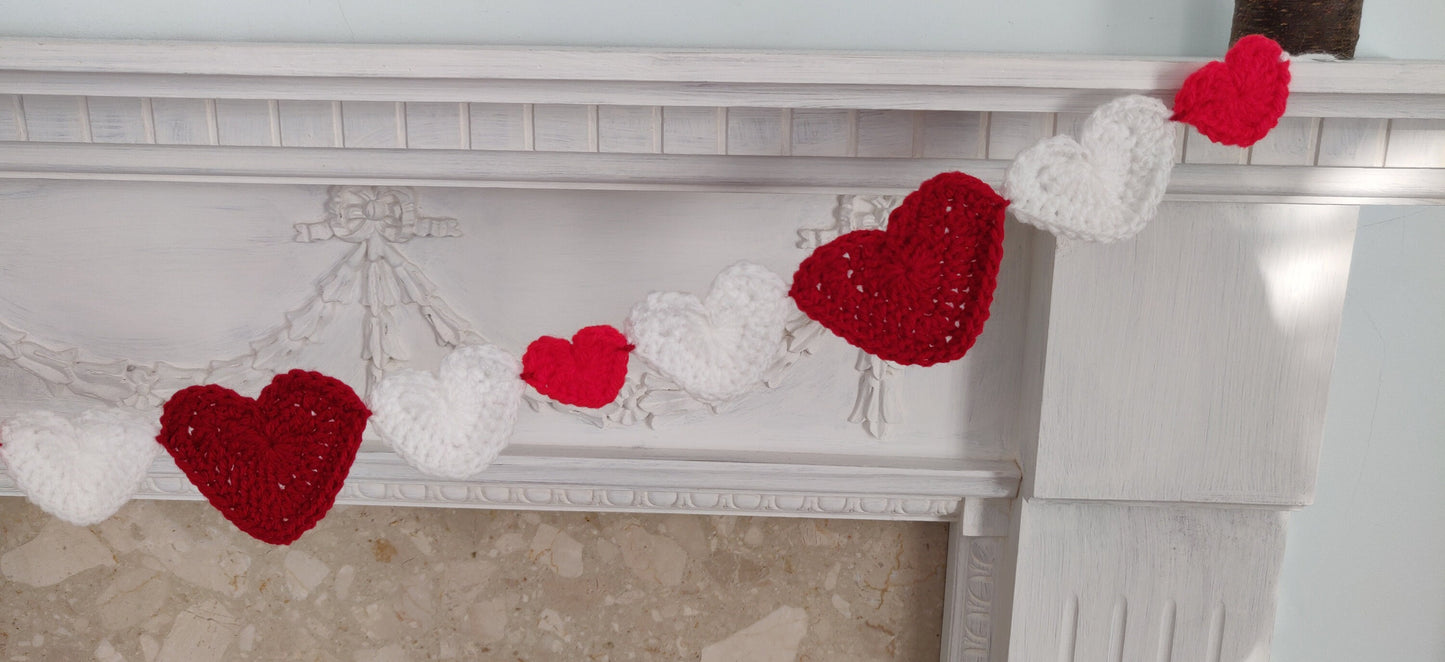 Heart Bunting for Valentine's Day, Fabric Heart Garland, Heart Decoration, Heart Gift, Valentine's Banner Decoration, Valentine's Gift,