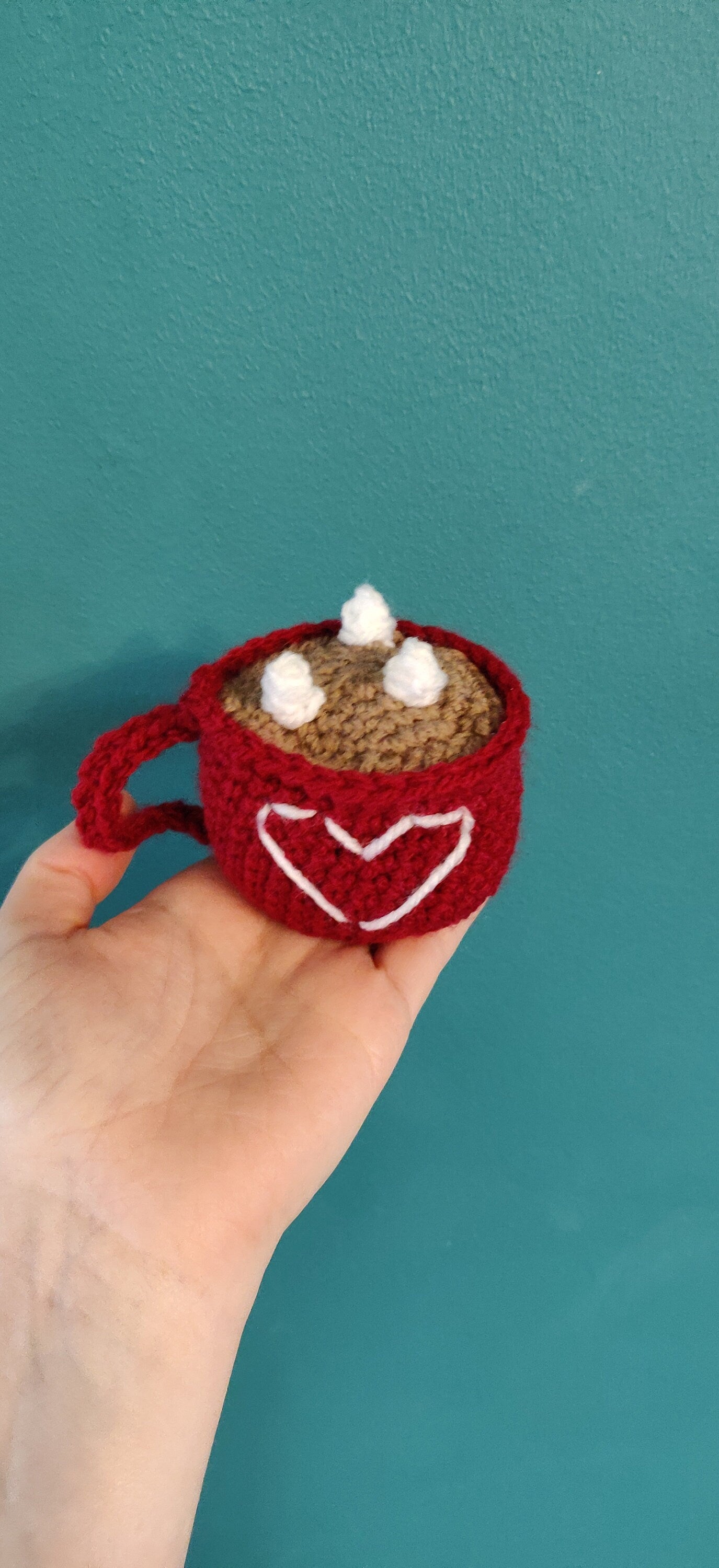 Crochet Hot Chocolate Mug, Hot Cocoa Station Decorations, Christmas Tree Decor, Chocolate Lovers Gift, Valentine's Marshmallow Mug Ornament