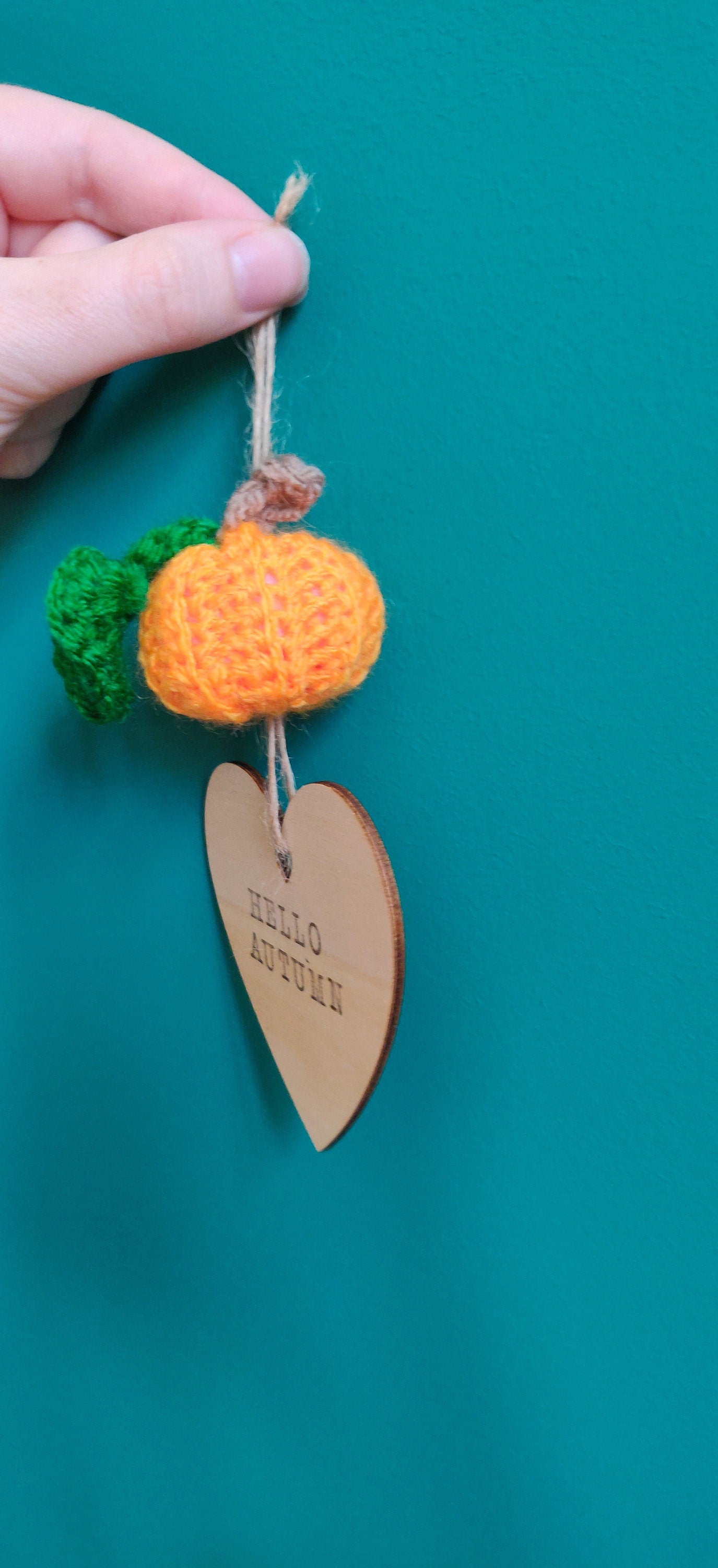 Hello Autumn Sign, Hanging Decoration, Fall Decor, Mini Pumpkin Sign, Crochet Pumpkin, Personalised Sign, Halloween Decor, Tiered Tray