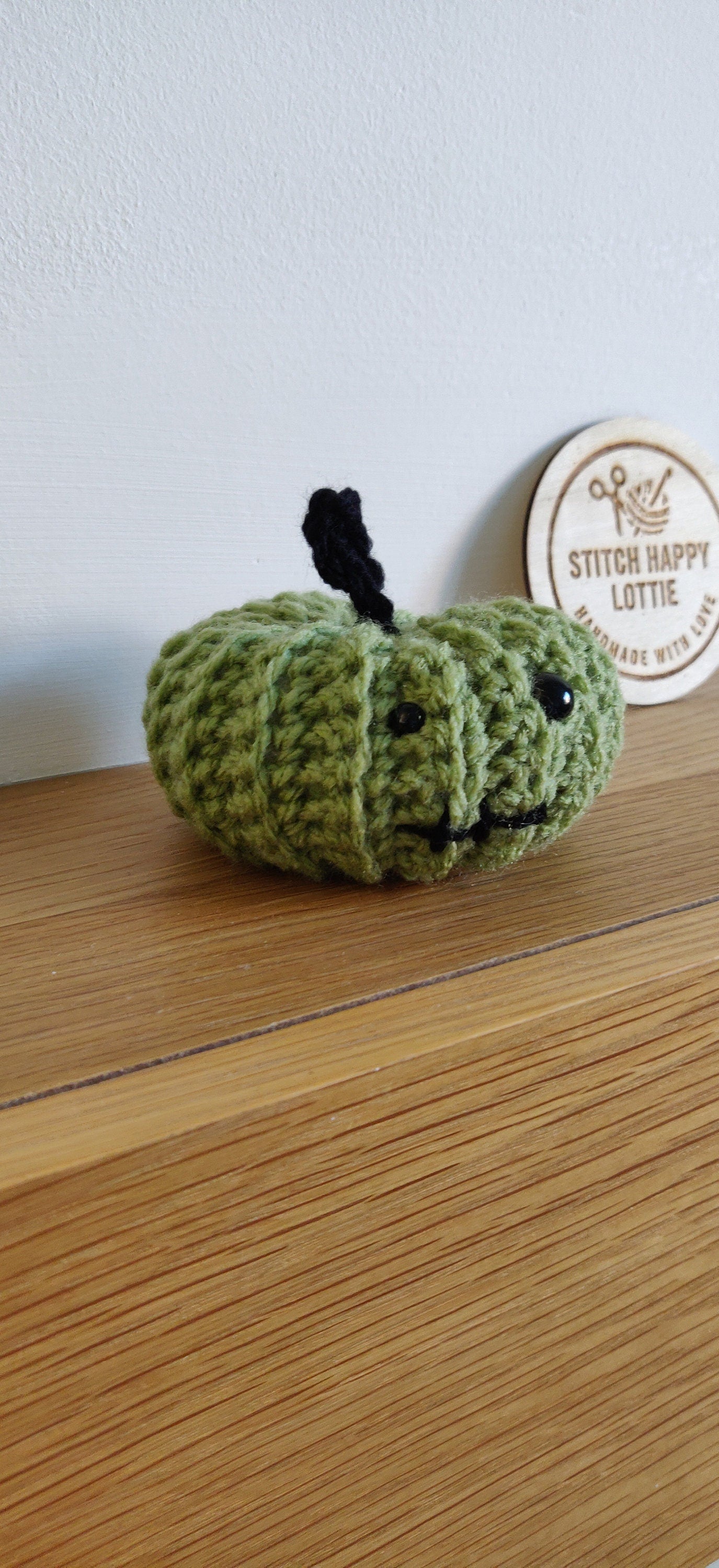 Crochet Zombie Pumpkin: Green Halloween Frankenstein Decoration