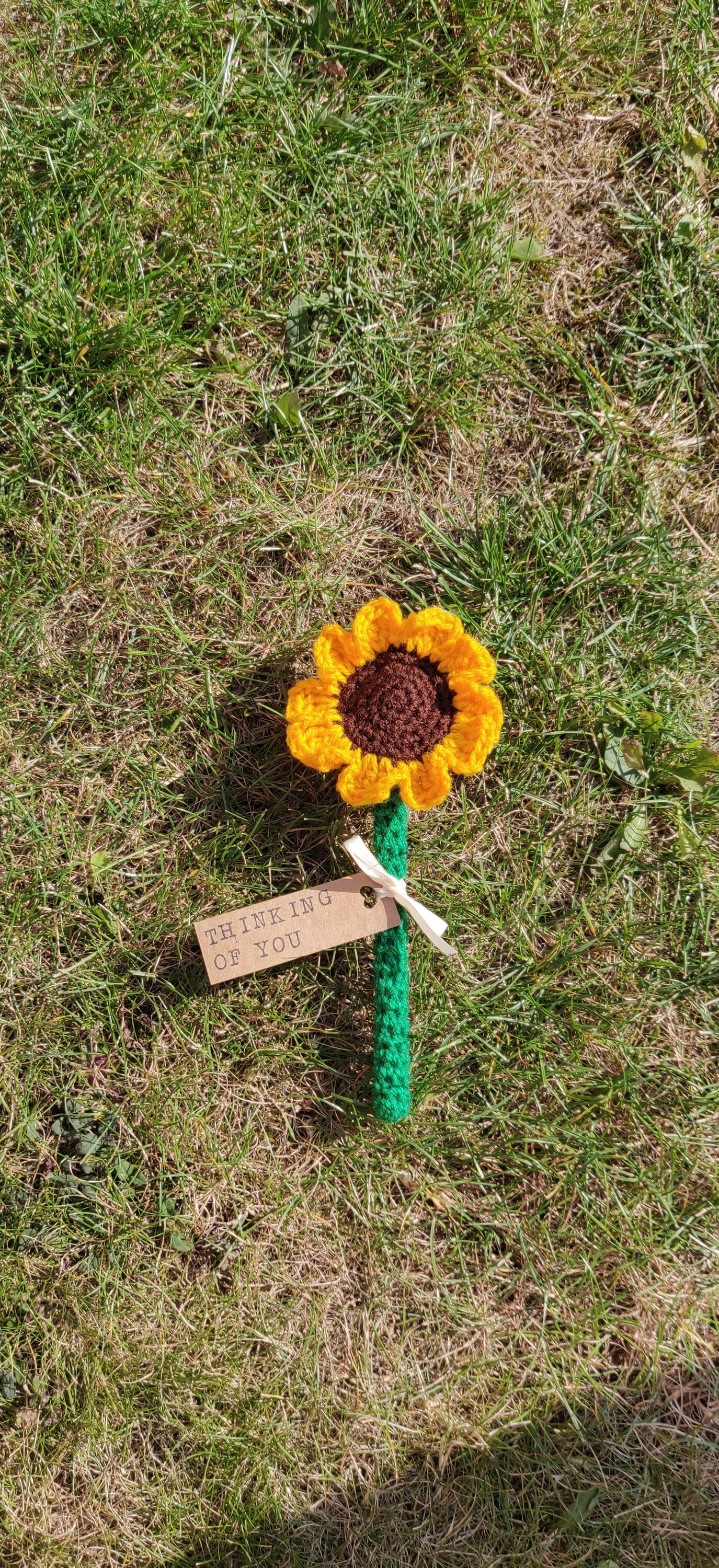 Crochet Sunflower Gift: Personalised Thinking of You Keepsake