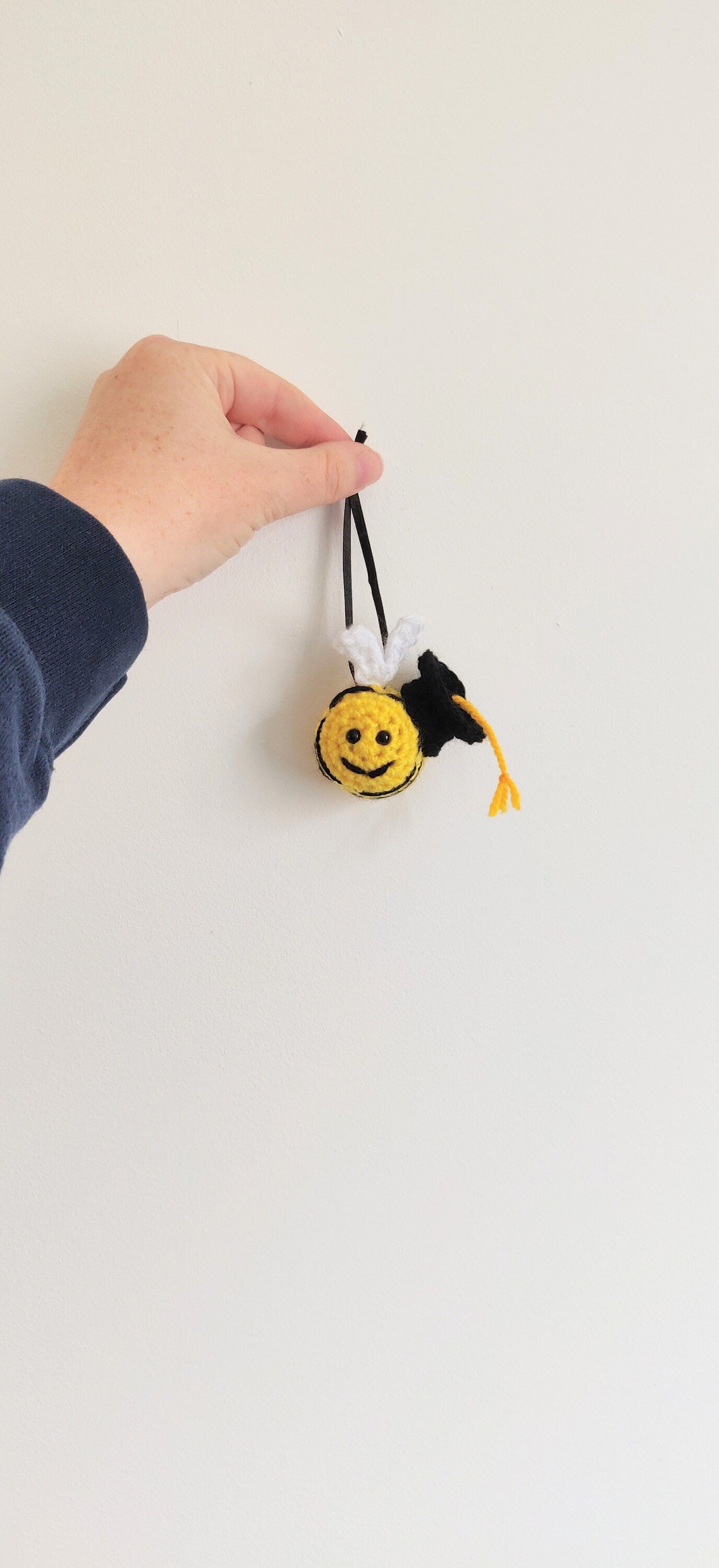 Crocheted Bee Graduation Gift with Cap, Hanging Decoration