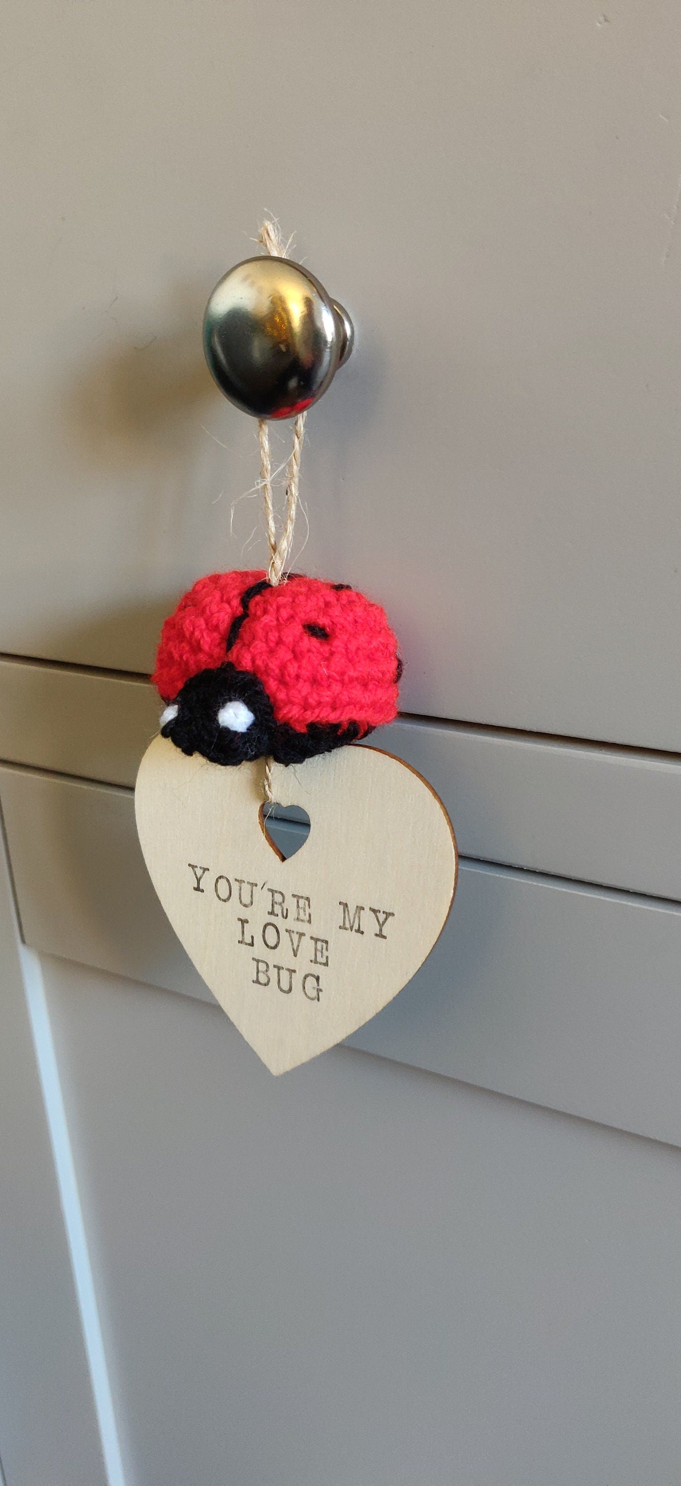 Crocheted Ladybug Hanging Decoration, Personalized Gift
