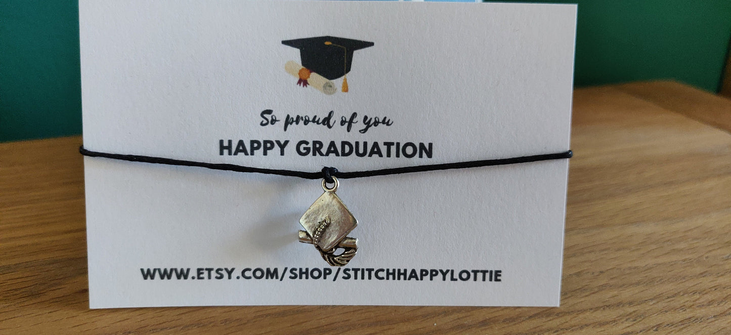 Graduation Bracelet: Graduation Hat Charm, Keepsake Jewelry