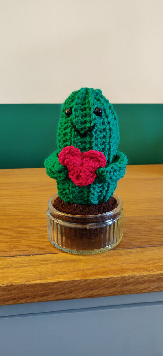 Crochet Cactus with Heart, Unique Anniversary Gift