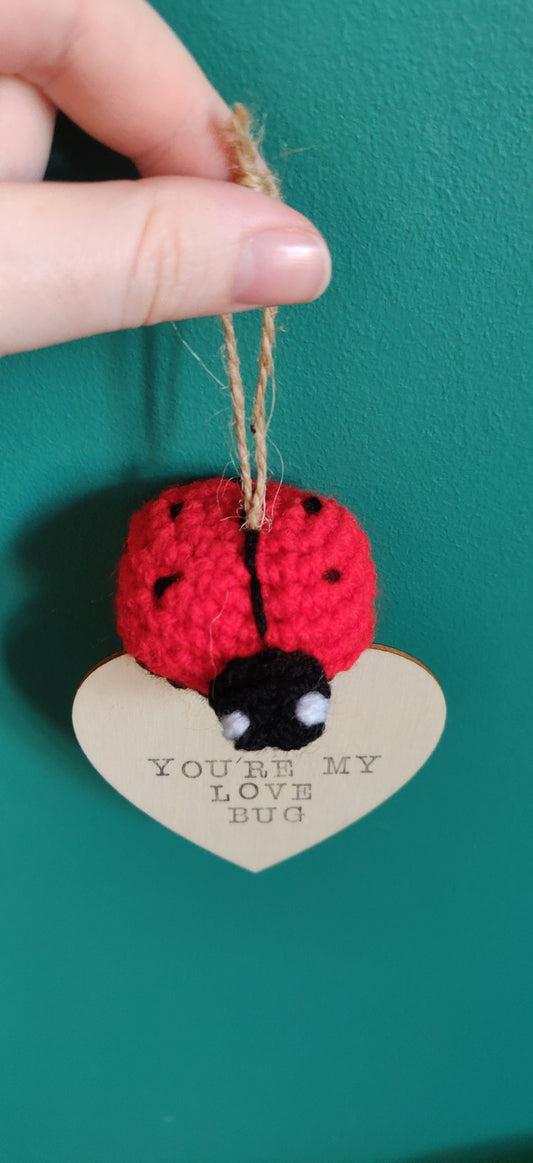 Crocheted Ladybug Hanging Decoration, Personalized Gift