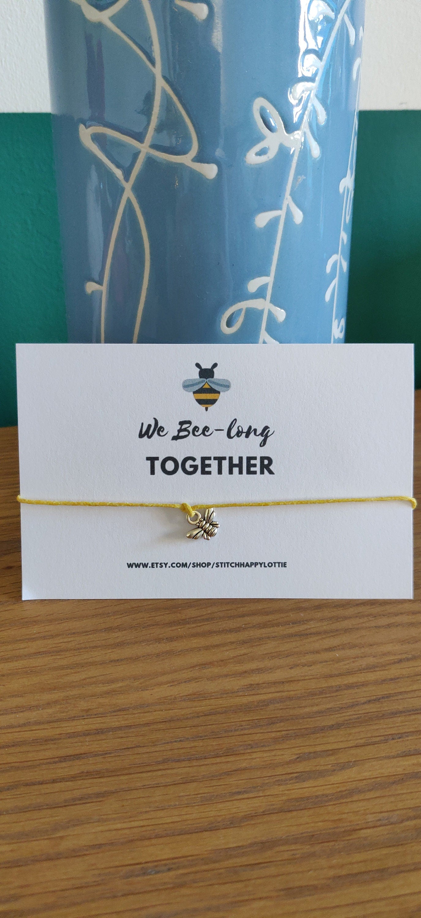 We Bee-long Together Gift, Yellow Bee Bracelet, Wristband, Valentine's, Wedding Favour, Anniversary Gift, Jewellery Bee Card