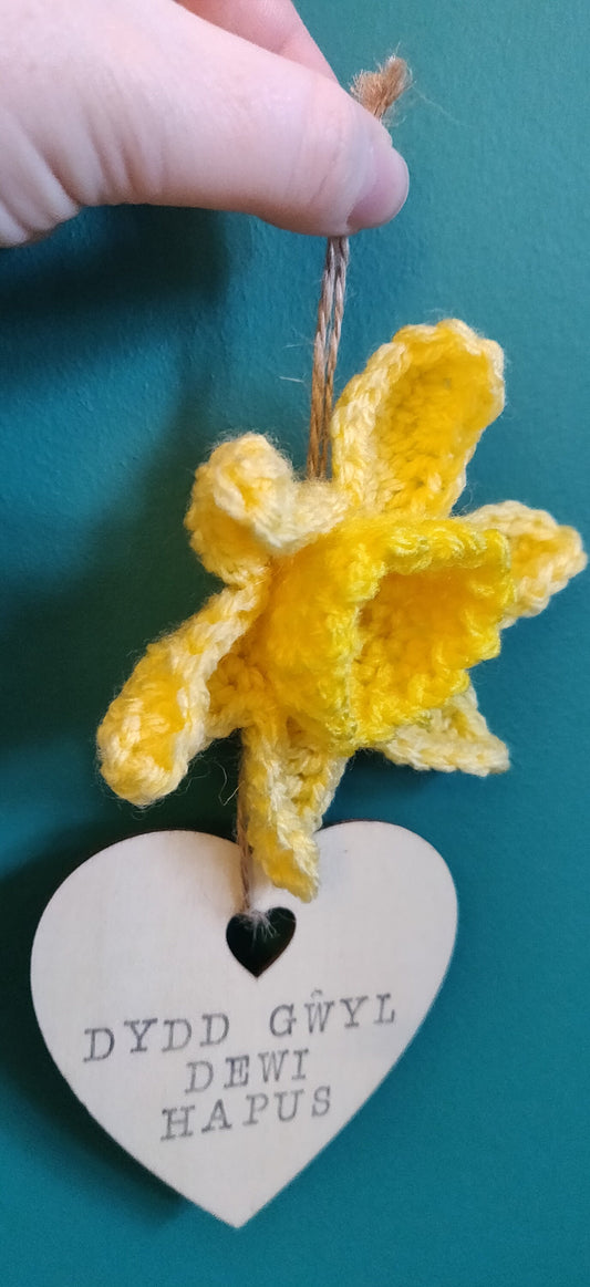 Happy Saint Davids Day, Spring Sign, Spring Decorations, Hello Spring Door Hanger, Door Sign, Daffodil Gift, Daffodil Art, Door Decoration