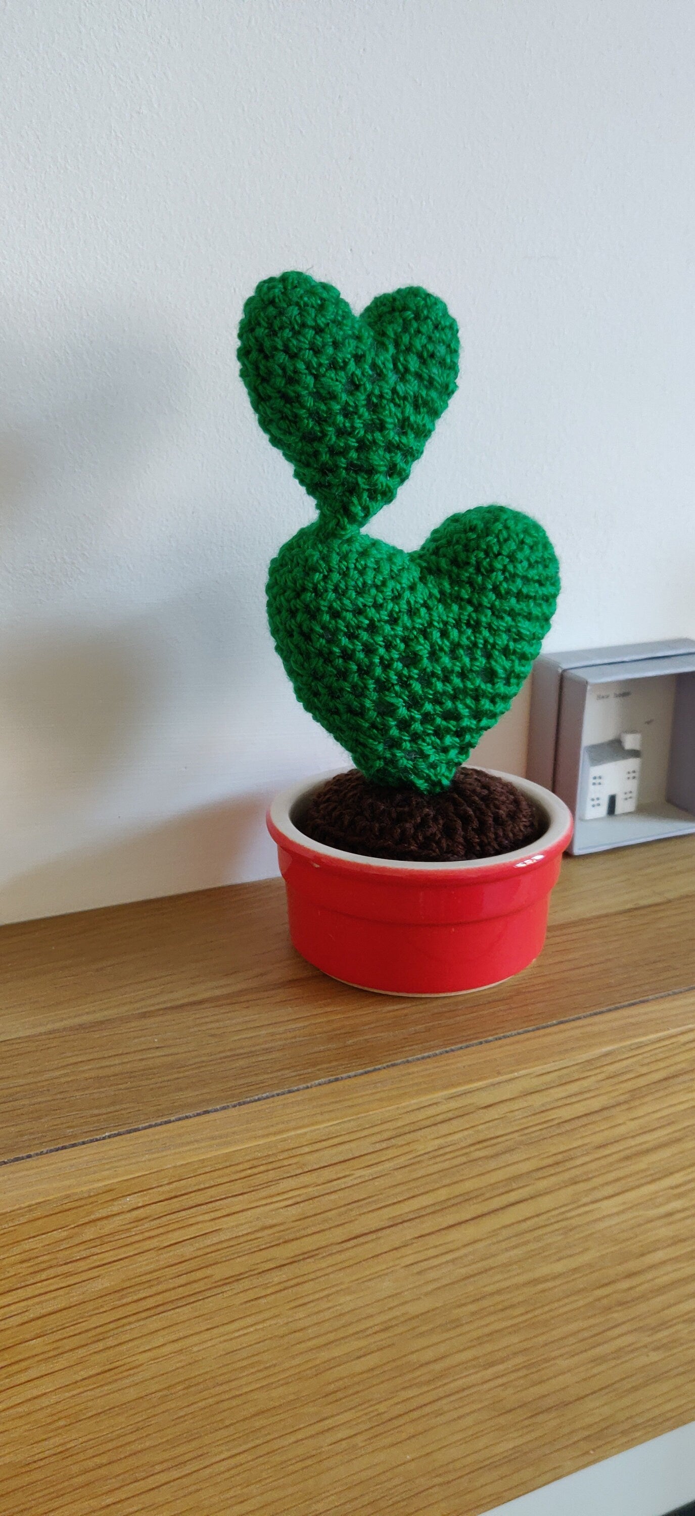 Valentine's Day Plant Gift, Crochet Heart Cactus, Valentine's Present, Wool Anniversary, Heart Plant Gift for Her, Heart Cactus Gift