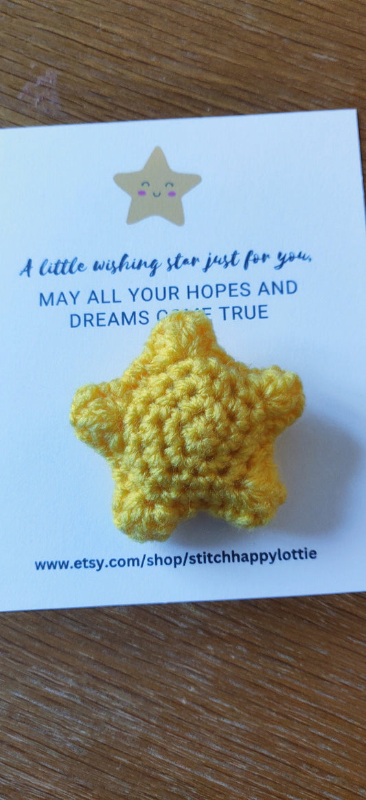 Wishing Star Pocket Hug, Friends Are Like Stars, You're A Star, Thank you Gift, Crochet Star, Teacher Gift, Mother's Day, Birthday, New Baby