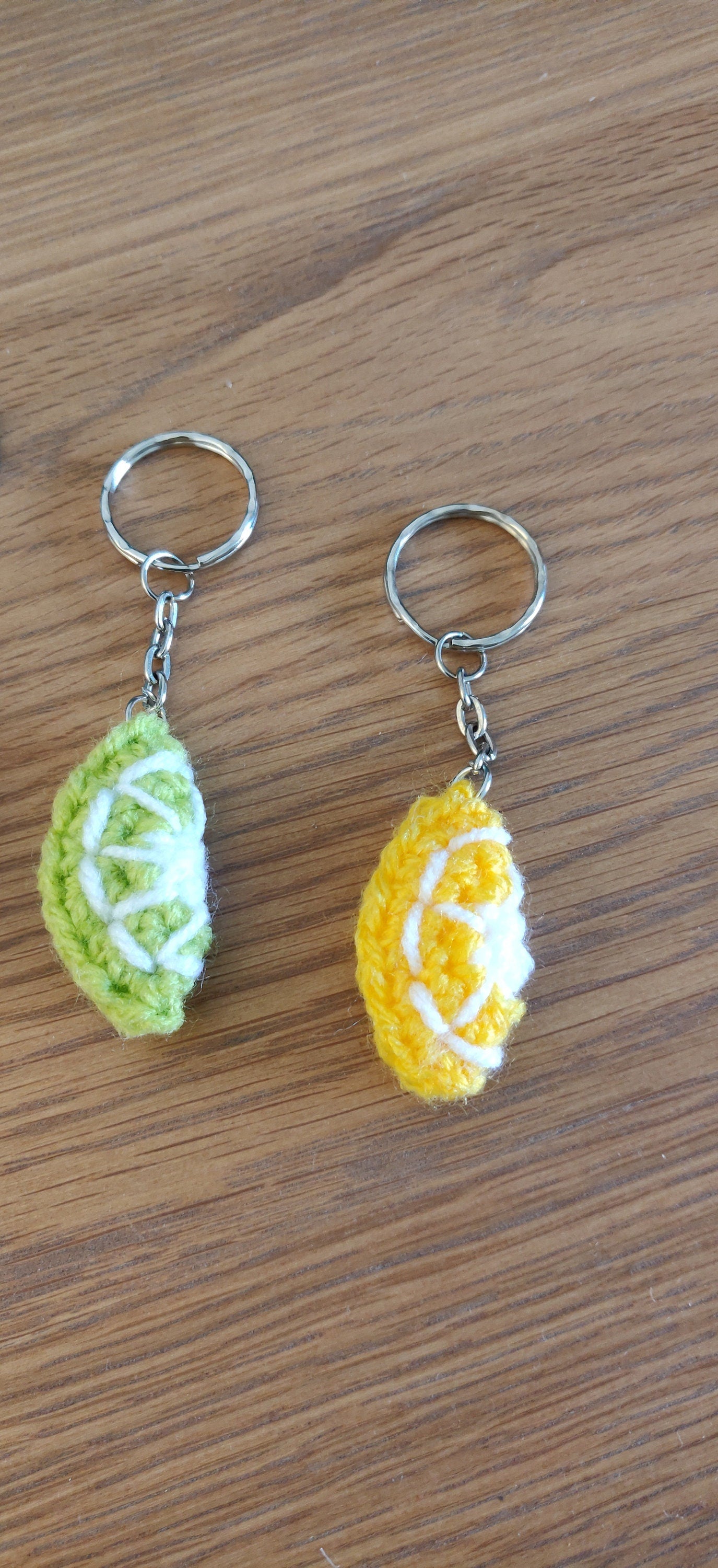 Fruit Slice Keyring, Lemon, Orange and Lime Key Chain, Crochet Fruit, Birthday Cocktail Keyring Gift, Bag Accessories