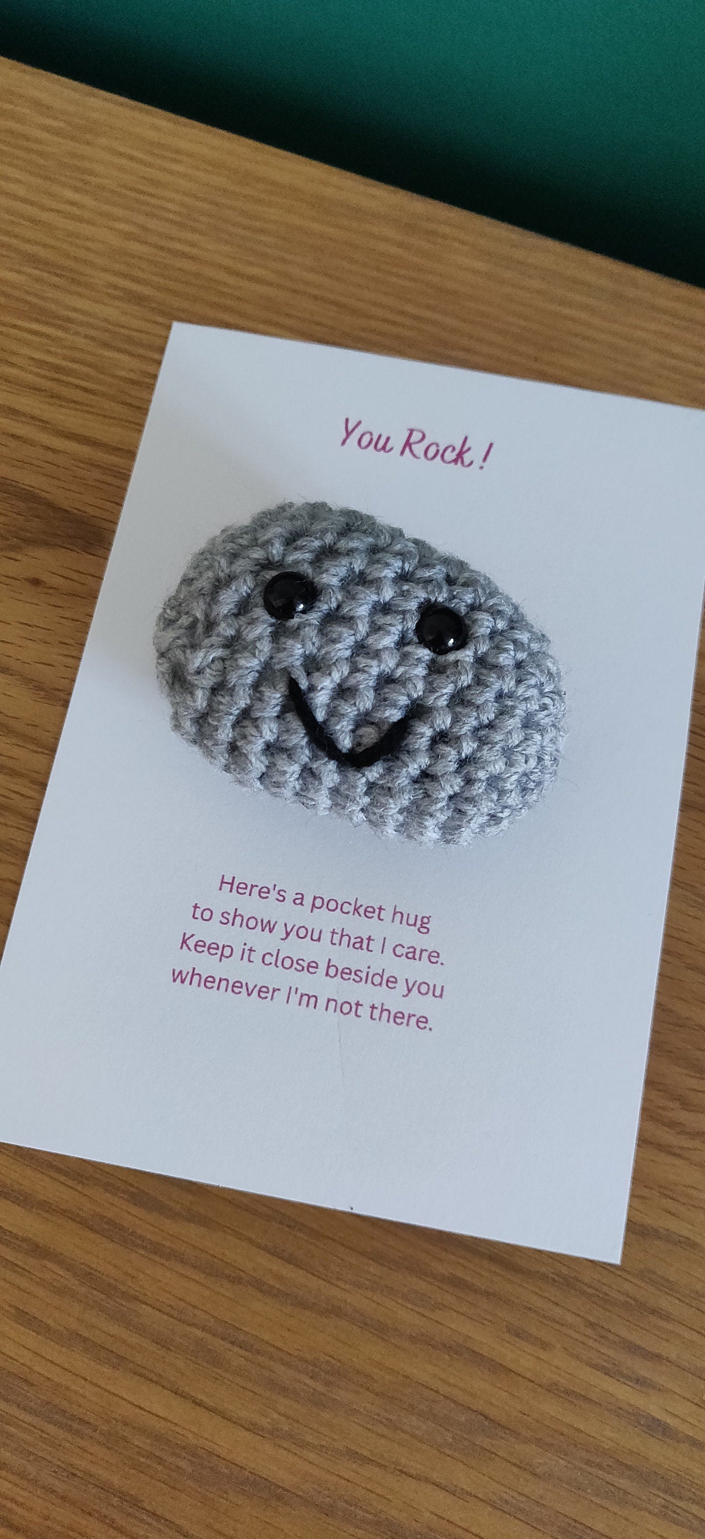 You Rock Pocket Hug, Rock Pet, Positive Gift, Crochet Rock Music Art, Pebble Art, Small Funny Gift, You're My Rock, You Rock Card, Climbing