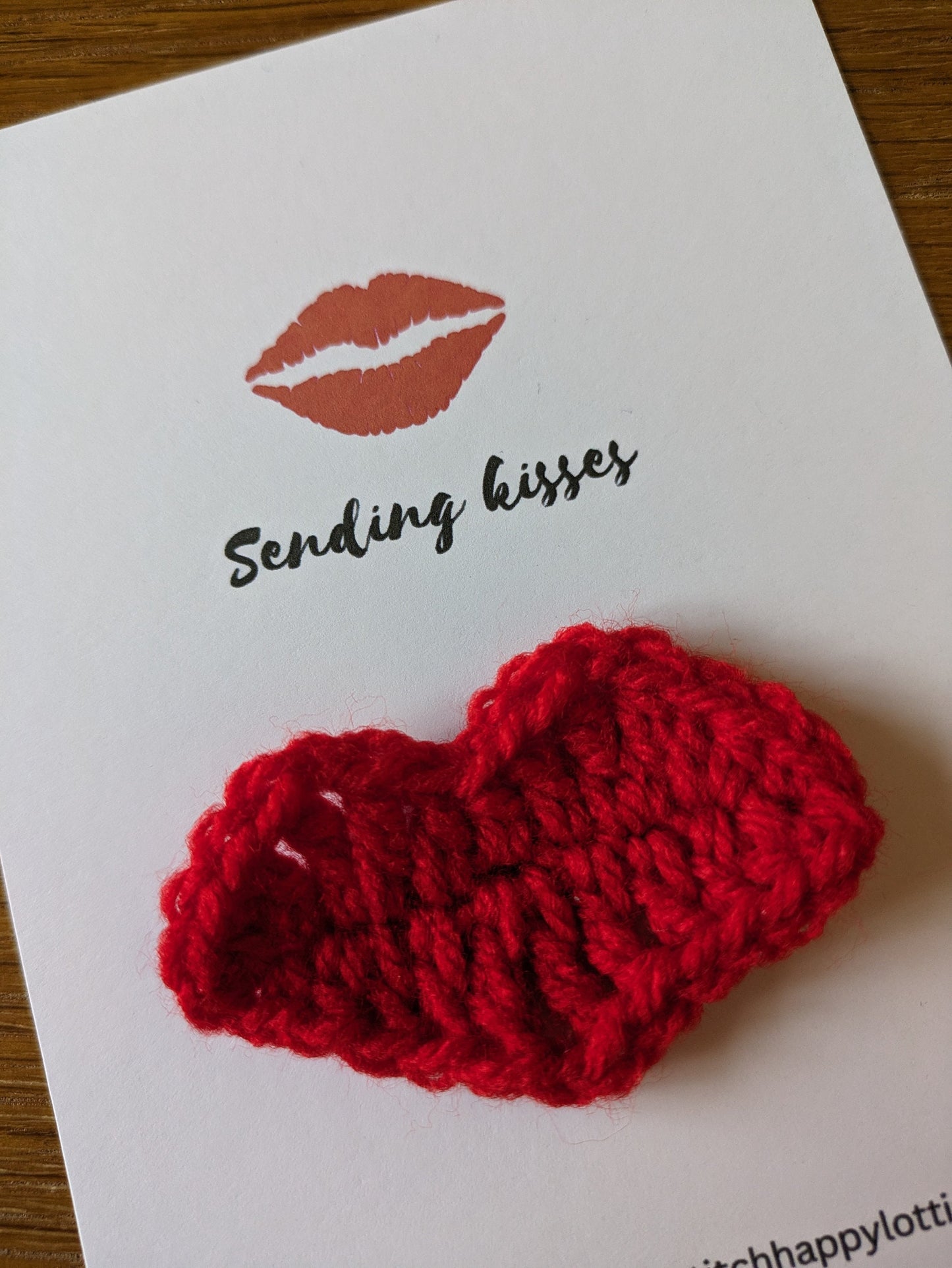 Valentine's Gift, Card, Sending Love and Kisses, Birthday Gift for Wife, Husband, Partner, Wool Anniversary Present, Crochet Red Lips