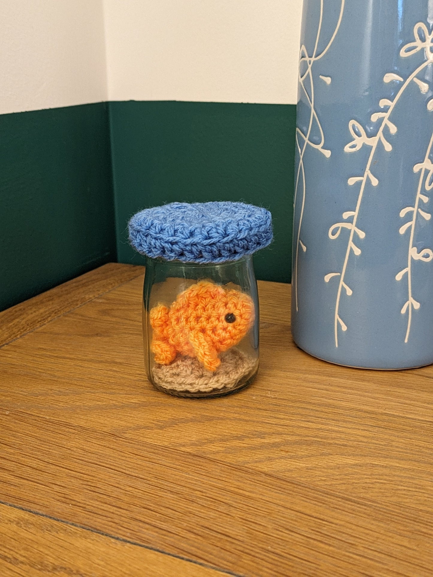 Miniature Crochet Goldfish in Jar, No Fuss Pet, Memorial Keepsake