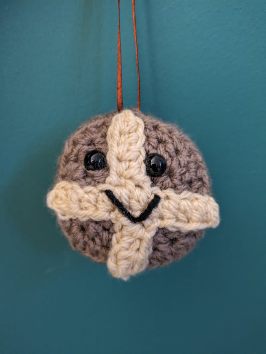 Hot Cross Buns, Easter Hanging Decoration, Spring Decor, Easter Gift, Crochet Food, Easter Tree Ornament, Door Hanger, Unique Fun Gift