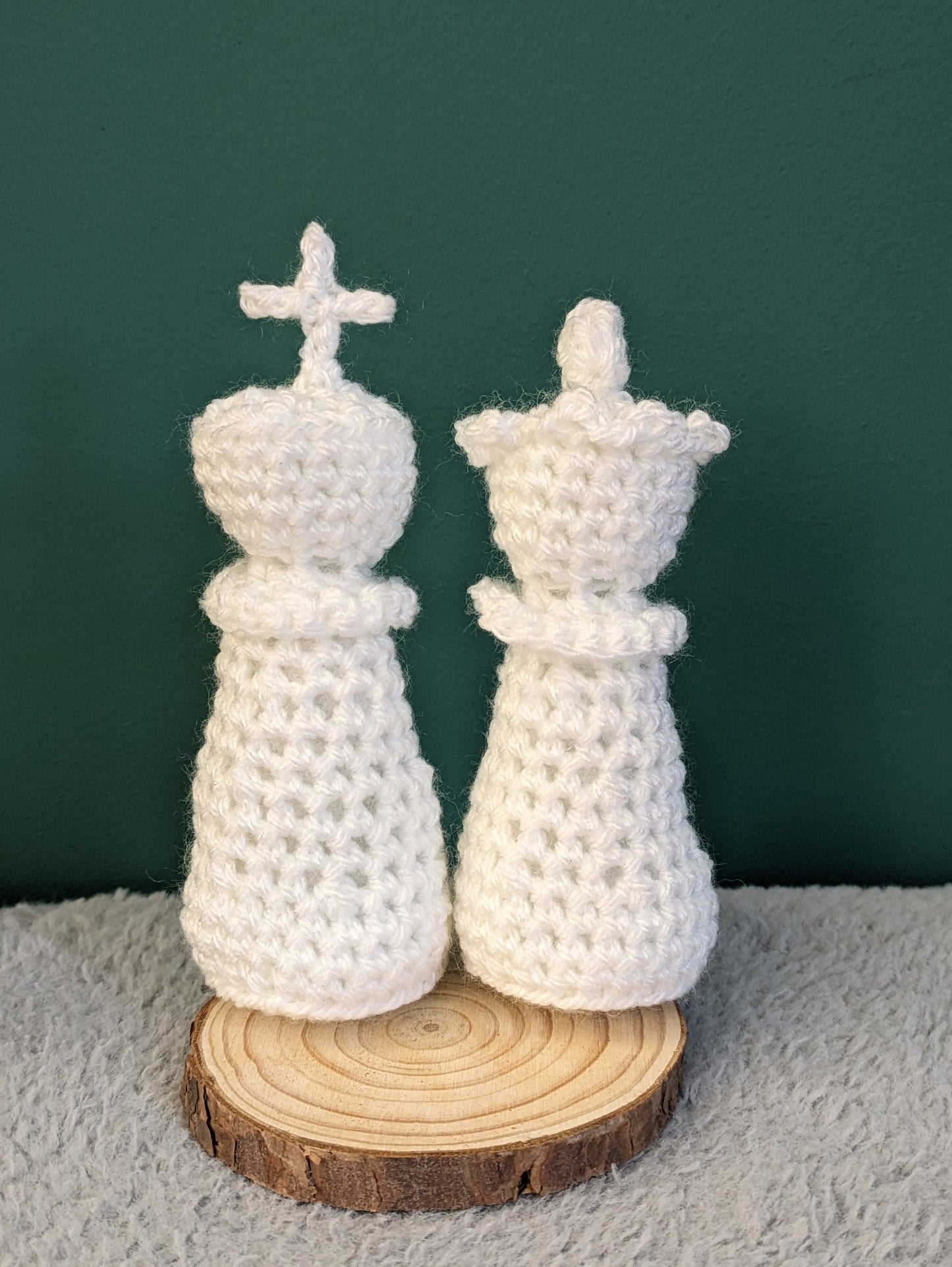 Crochet Chess King and Queen: Anniversary Cake Topper Keepsake