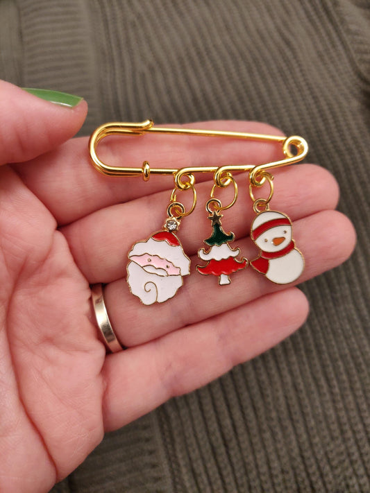 Christmas Charm Brooch, Festive Santa Pin