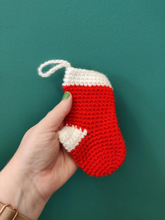 Mini Stocking, Crochet Small Stocking, Christmas Tree Decoration, Red, Green Stocking, Money Wallet, Sweet Pouch, Small Gift