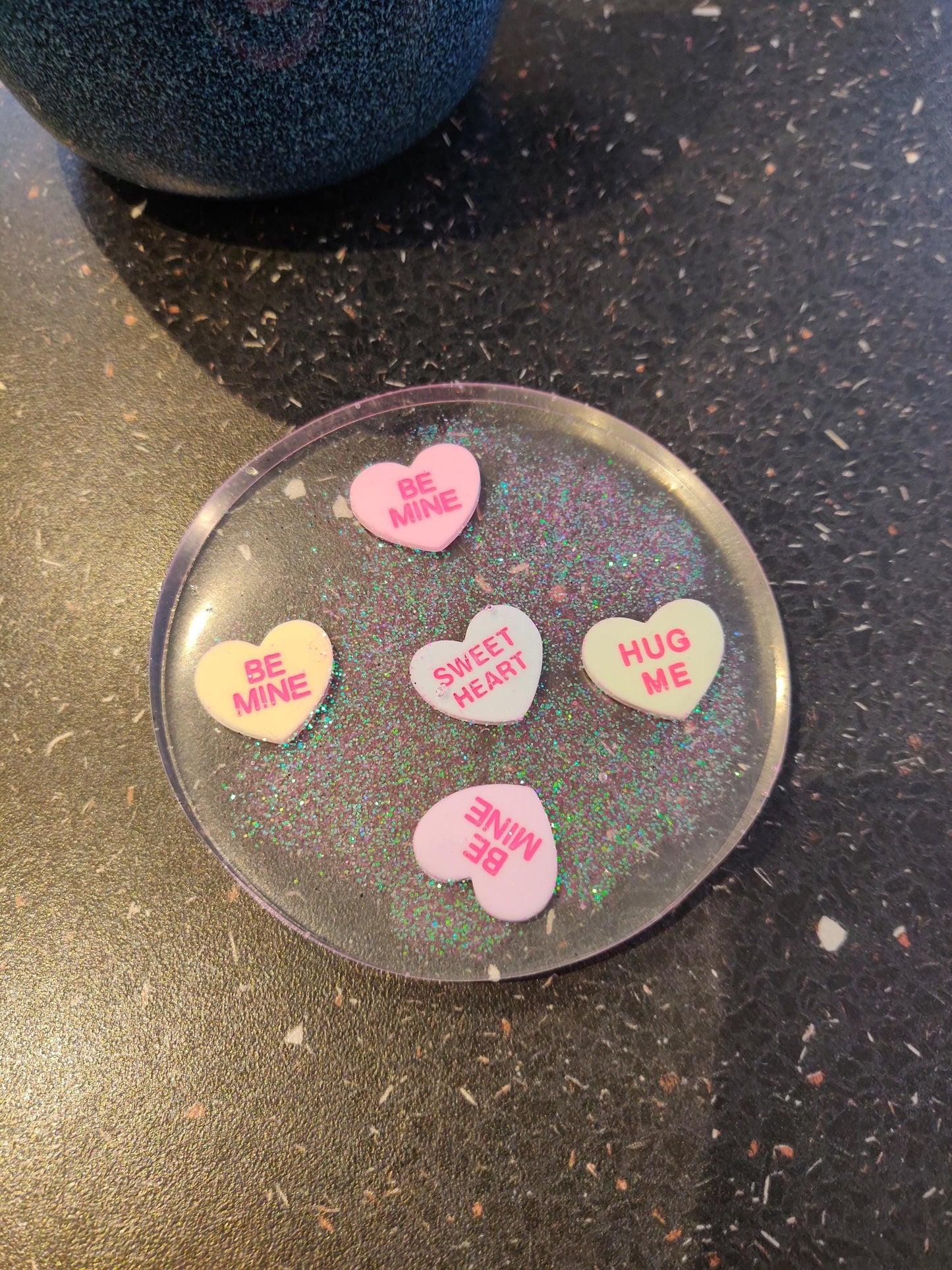 Mini Love Heart Coaster, Sweets Coaster, Office, Craft Room Decor, Resin Paperweight, Unique Decor, Fun Gift for Kids, Sweet Tooth Gift