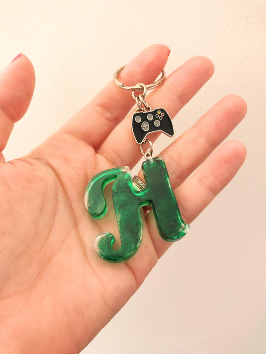 Resin Letter Keychain, Handmade Name Bag Charm, Game Controller Keyring, Customer Name Gift, Personalised Letter Birthday Gift, Game Charm