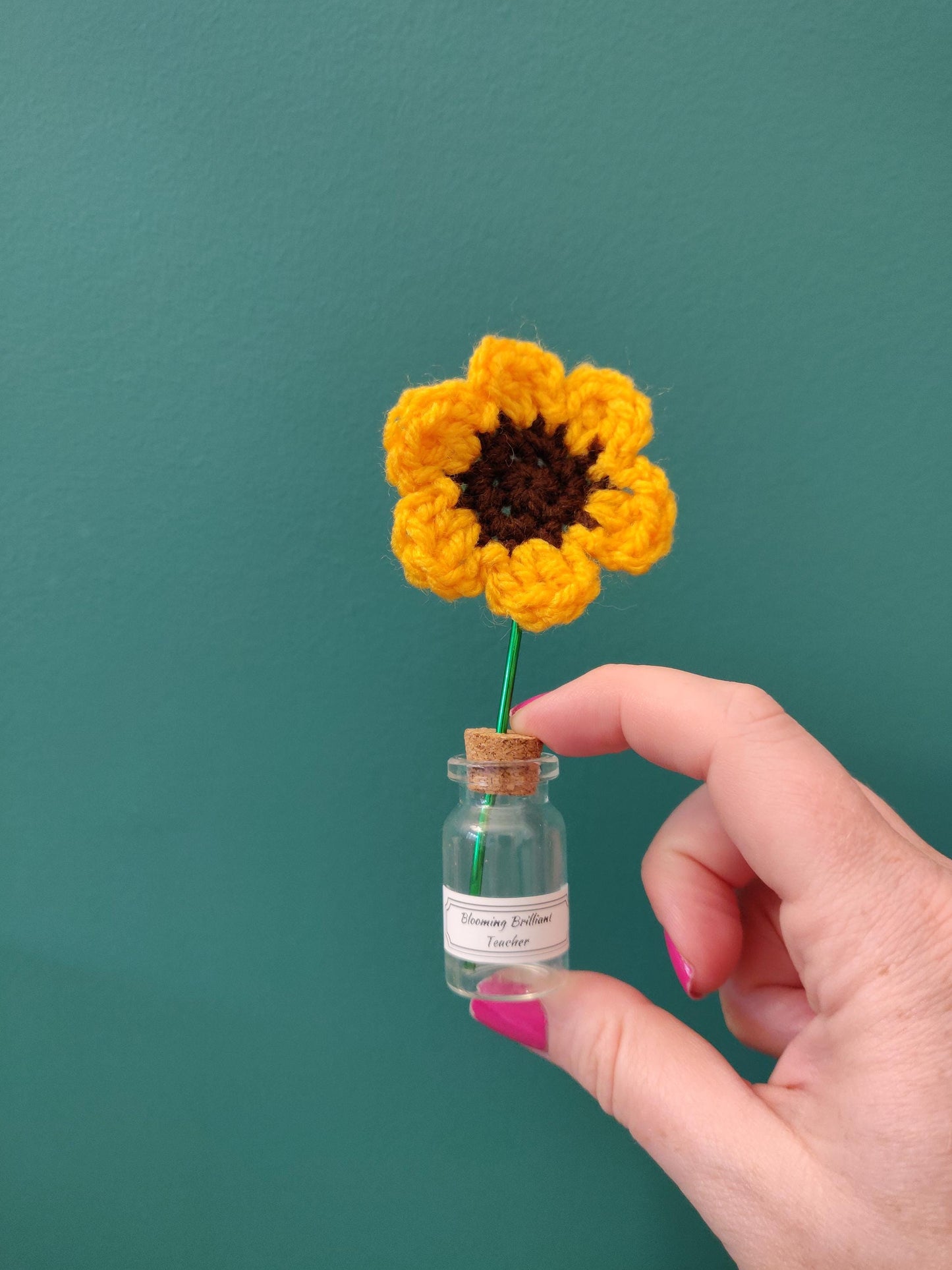 Mini Sunflower Teacher Gift, Thank you for Helping me Grow, TA Gift, Custom Teacher Gift, Miniature Flower Vase, Fake Sunflower Bouquet