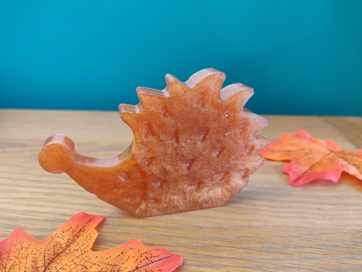 Resin Hedgehog Ornament Set: Autumn Home Decor, Handmade Hoglet Art