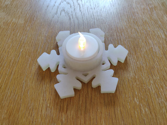 Resin Snowflake Tea Light Holder: Winter Christmas Table Decor