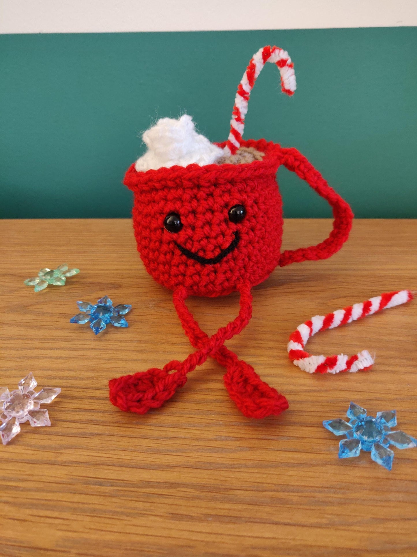 Crochet Hot Chocolate Mug Ornament, Christmas Decor