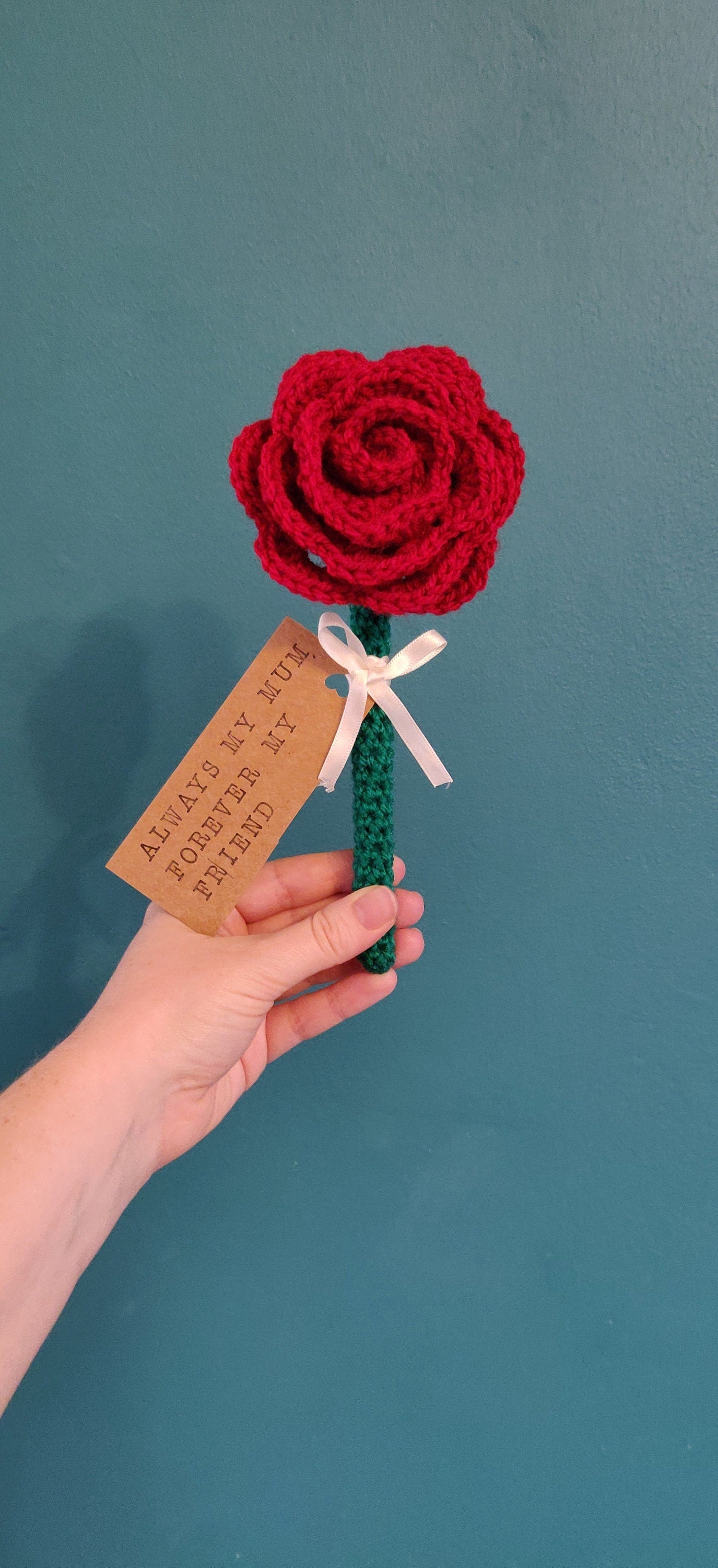 Personalized Crocheted Rose, Birthday Gift for Mum, Forever Flower