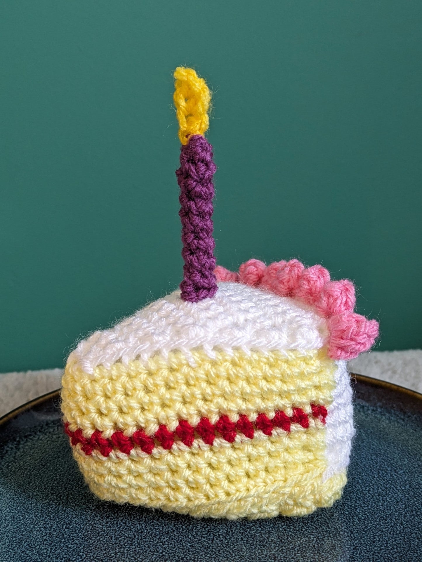 Birthday Cake Slice Gift, Happy Birthday Candle Decor, Cake Prop, Crochet Play Food, Cupcake, Fun First Birthday Keepsake, Victoria sponge