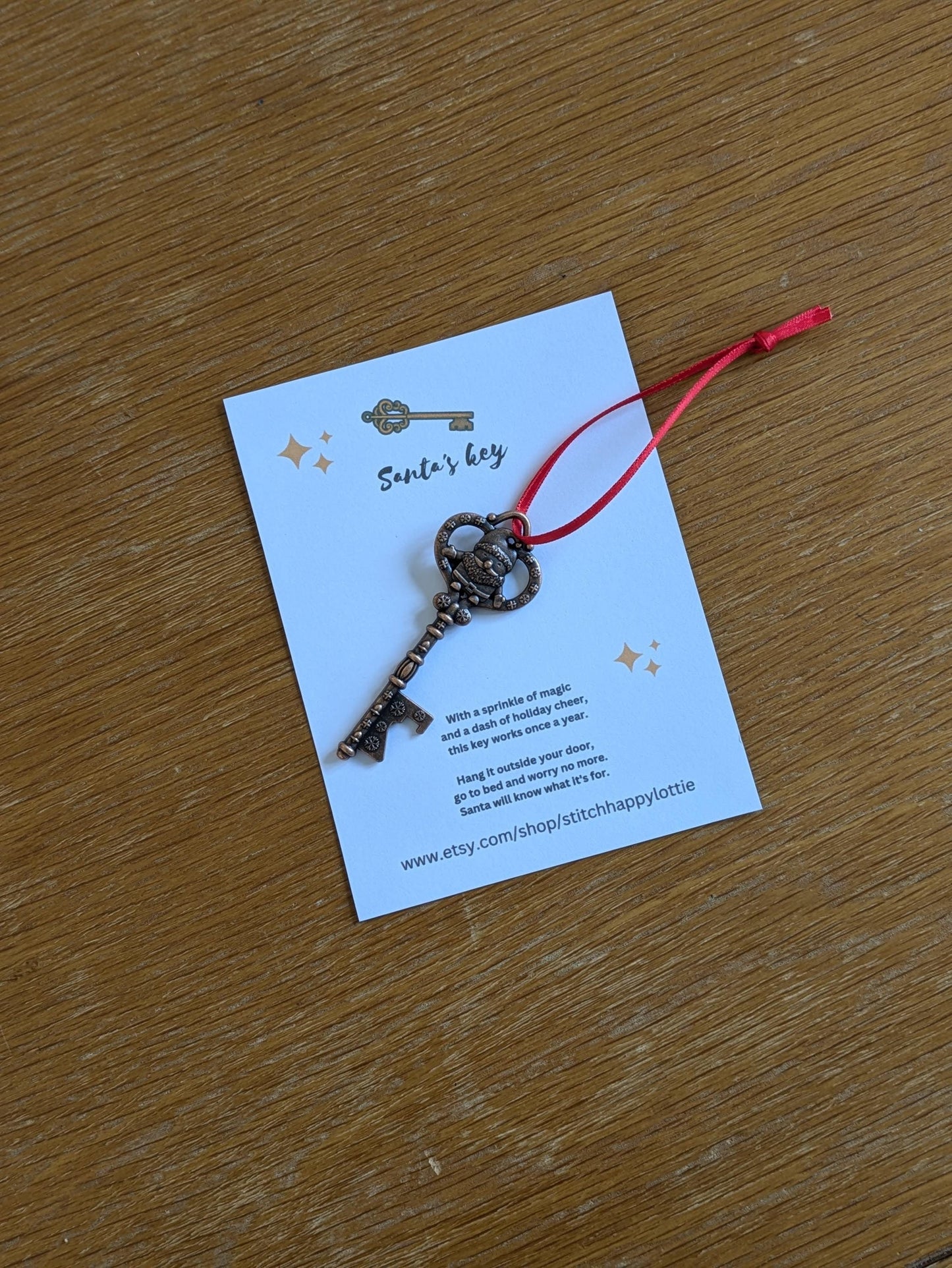 Santa Key, Hanging Christmas Tree Decoration, Pocket Hug, Xmas Eve Box, Magic Father Christmas Chimney Alternative, Traditional Key