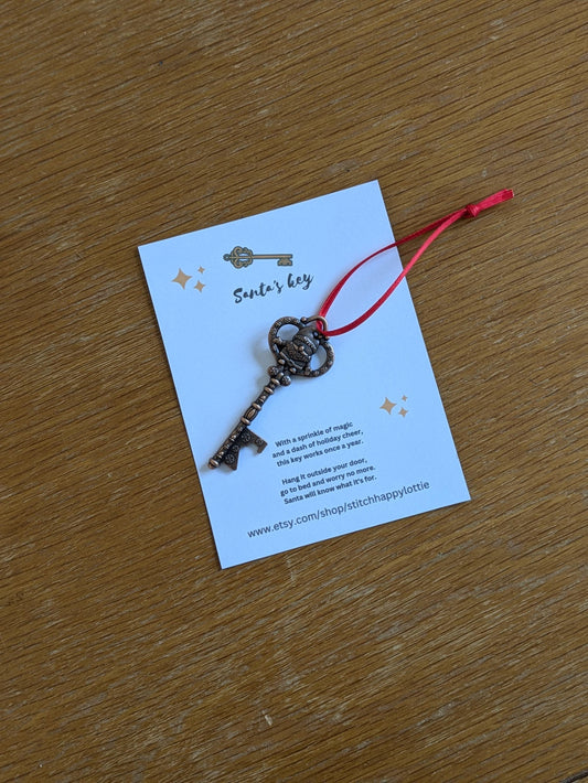 Santa Key, Hanging Christmas Tree Decoration, Pocket Hug, Xmas Eve Box, Magic Father Christmas Chimney Alternative, Traditional Key