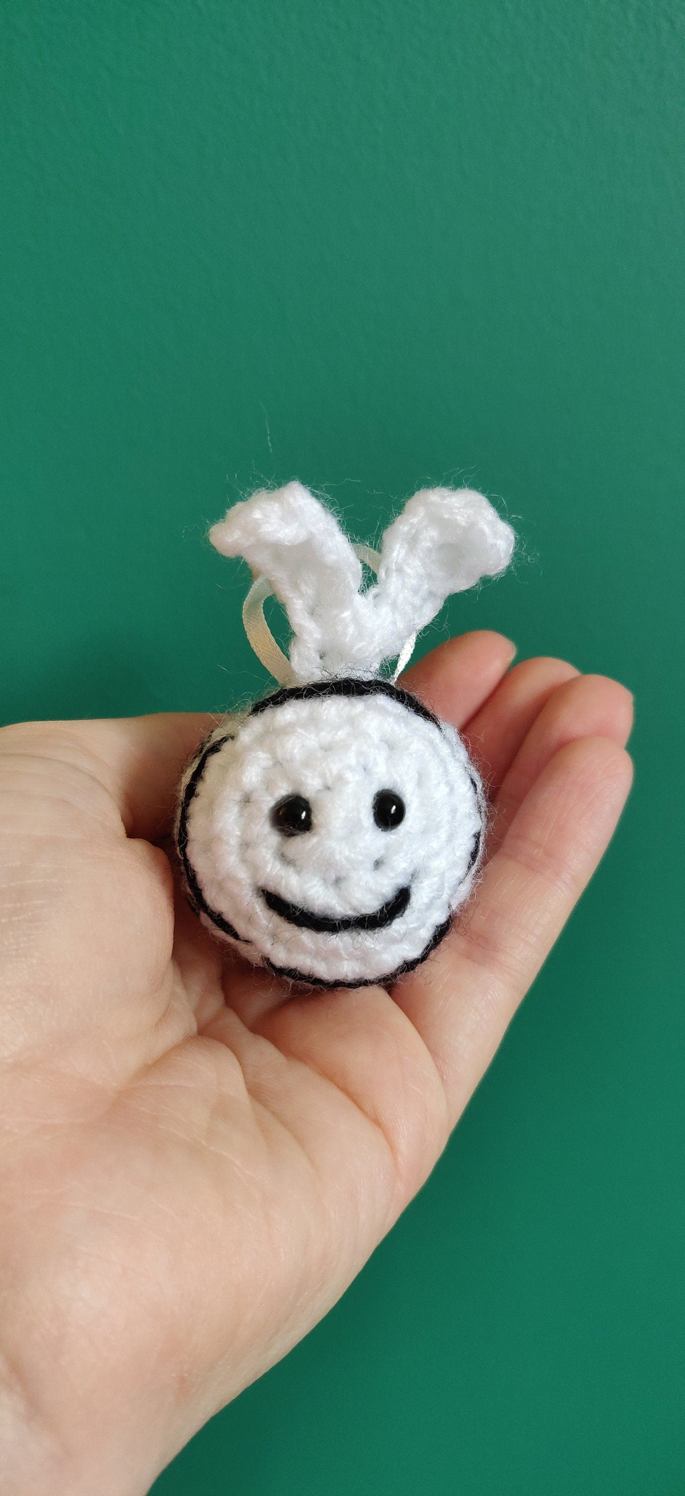 Crocheted Halloween Bee Decoration, Spooky Hanging Bee