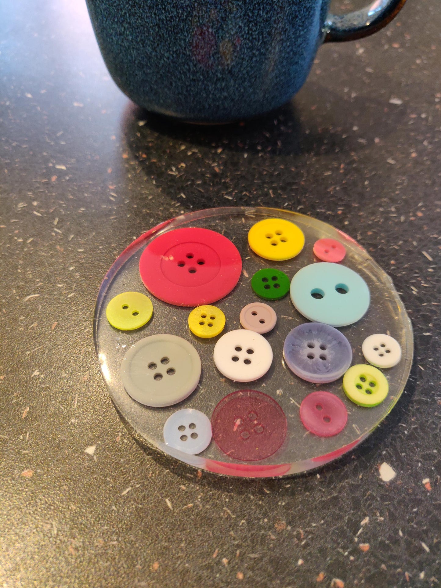 Craft Lover Coaster, Button Coaster, Craft Room Decor, Resin Paperweight, Unique, Fun Gift for Crocheter, Knitting, Embroidery, Sewing