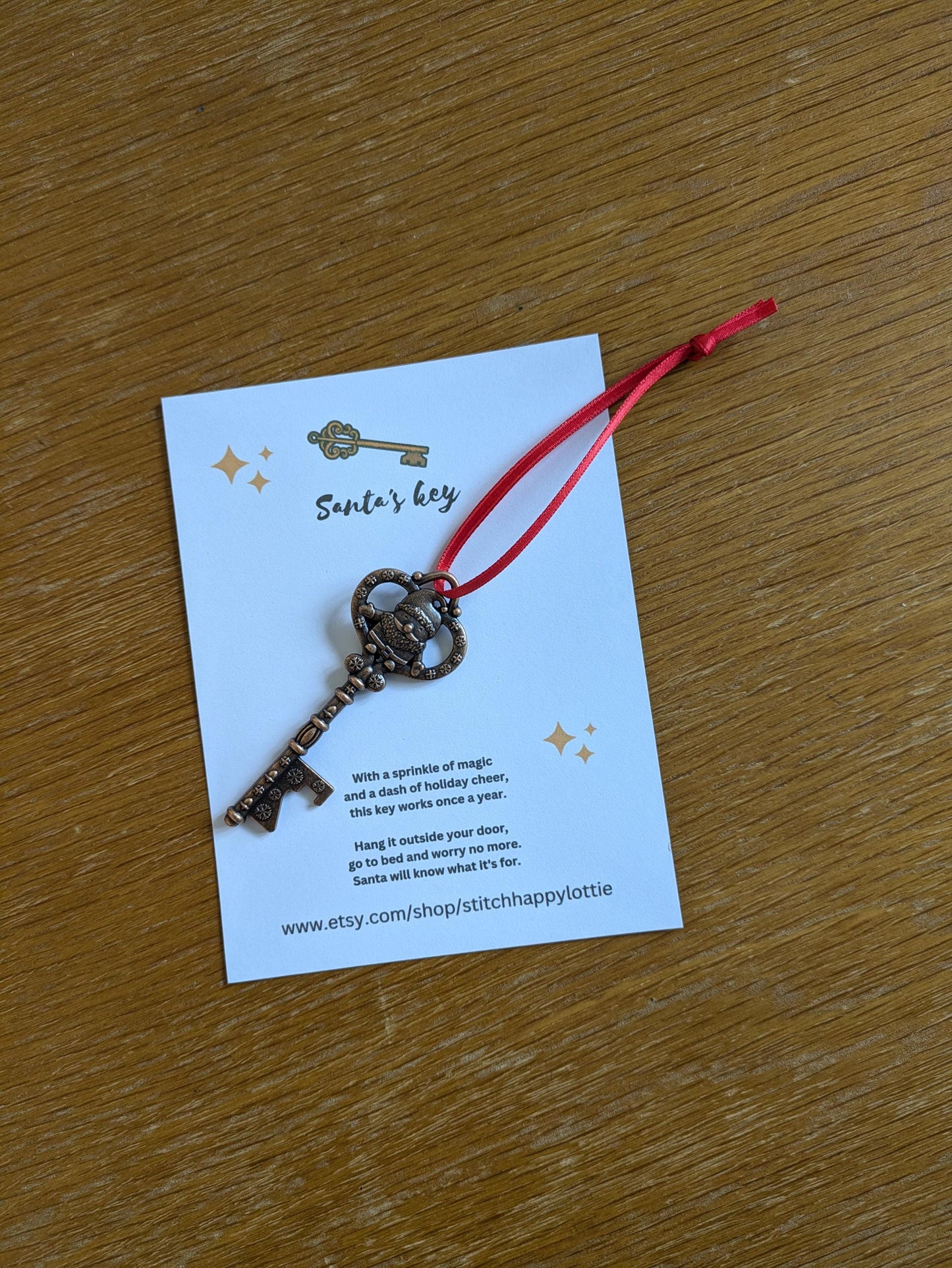 Santa Key, Hanging Christmas Tree Decoration, Pocket Hug, Xmas Eve Box, Magic Father Christmas Chimney Alternative, Traditional Key