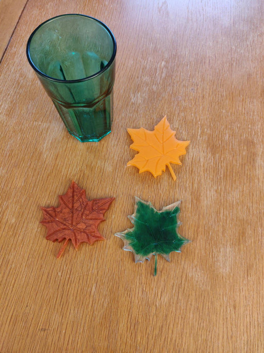 Autumn Leaf Resin Coaster, Maple Leaf Decor, Green, Orange, Brown Leaf Coaster Set, Unique Fall Coaster Set, Housewarming, Thanksgiving