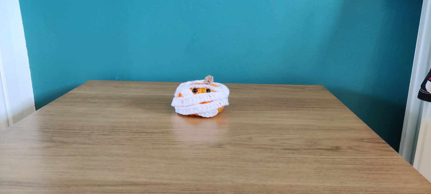 Crochet Mummy Pumpkin, Halloween Decoration