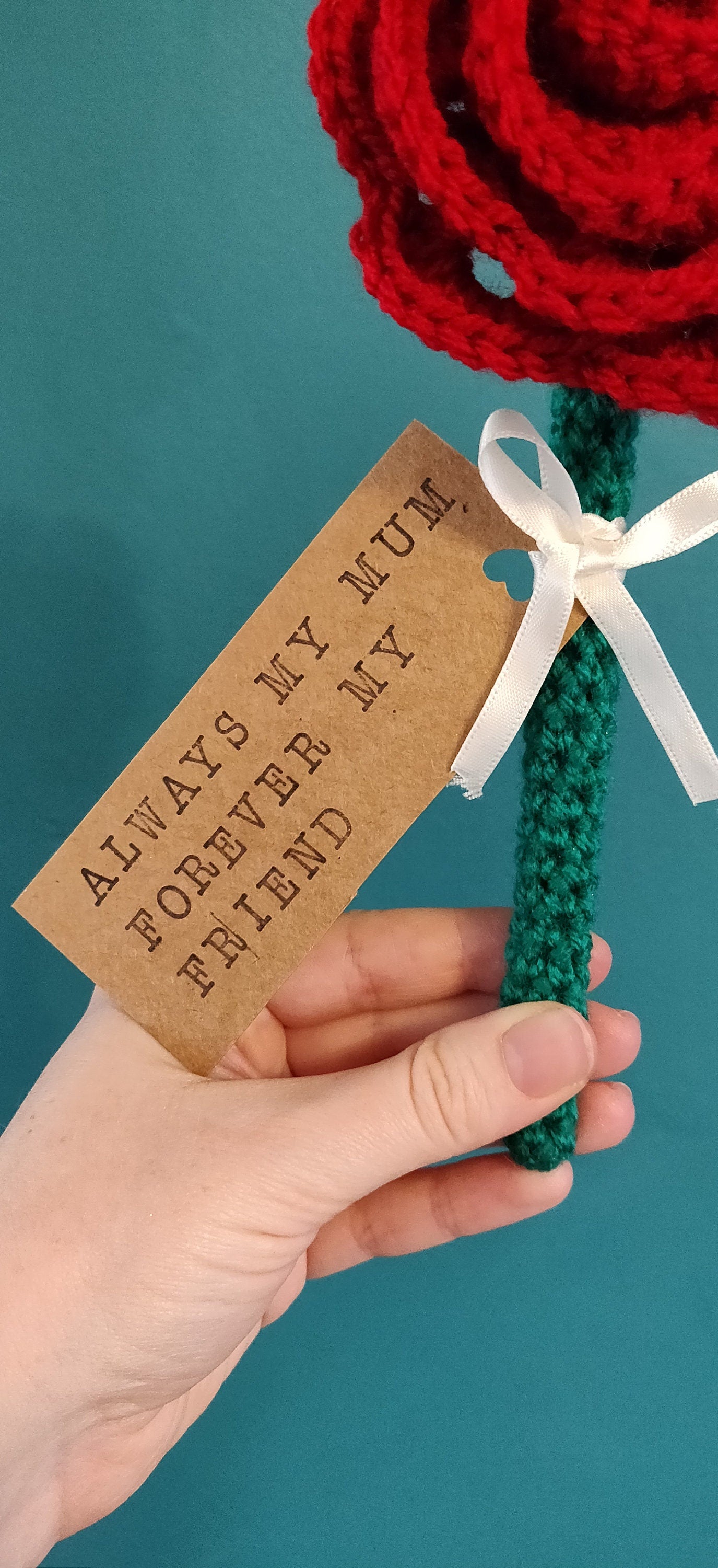 Personalized Crocheted Rose, Birthday Gift for Mum, Forever Flower